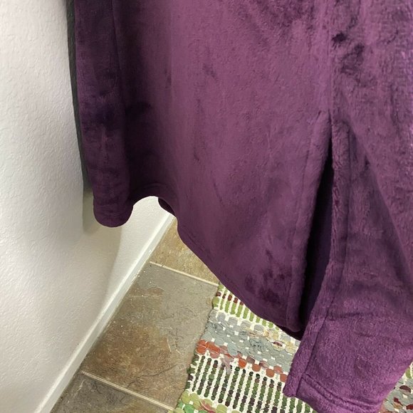 Natori Women Cashmere Fleece Zip Caftan Extra Small XS Plum Purple Zipper Robe - Picture 11 of 12
